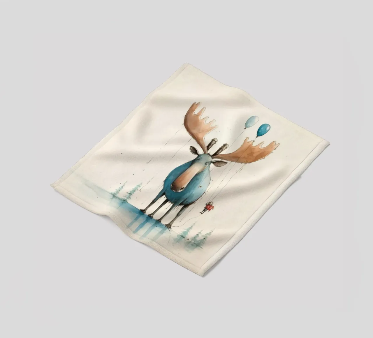 Alce Minimo 3 coperta in pile da Minimal Animal Art