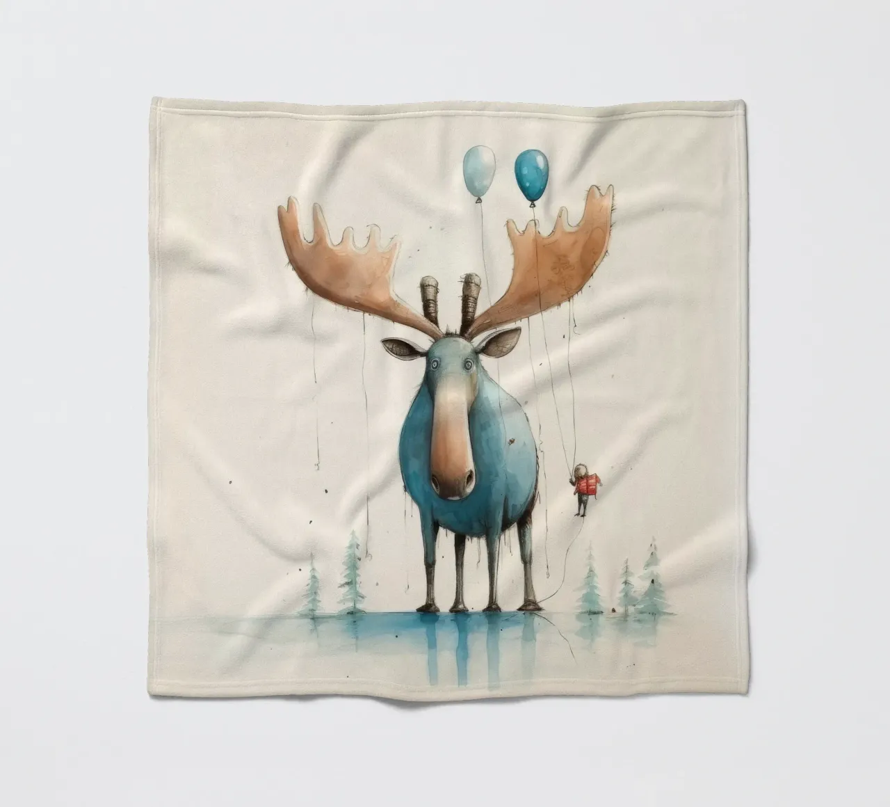 Alce Minimo 3 coperta in pile da Minimal Animal Art
