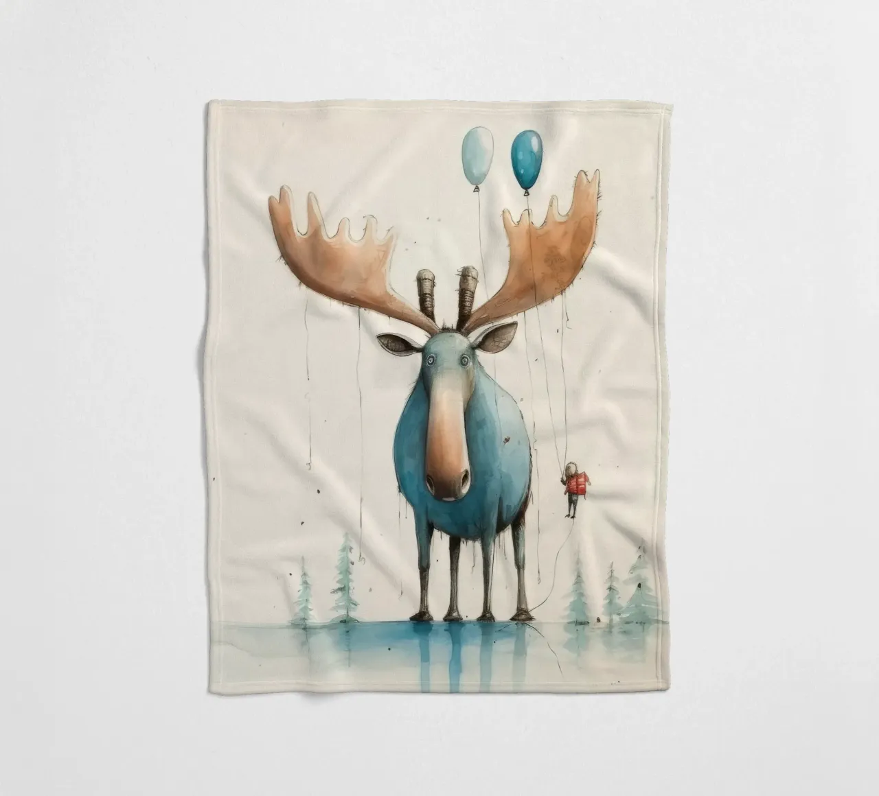 Alce Minimo 3 coperta in pile da Minimal Animal Art
