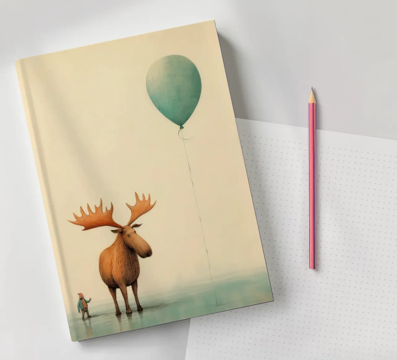 Minimal Moose 4 notebook by Minimal Animal Art