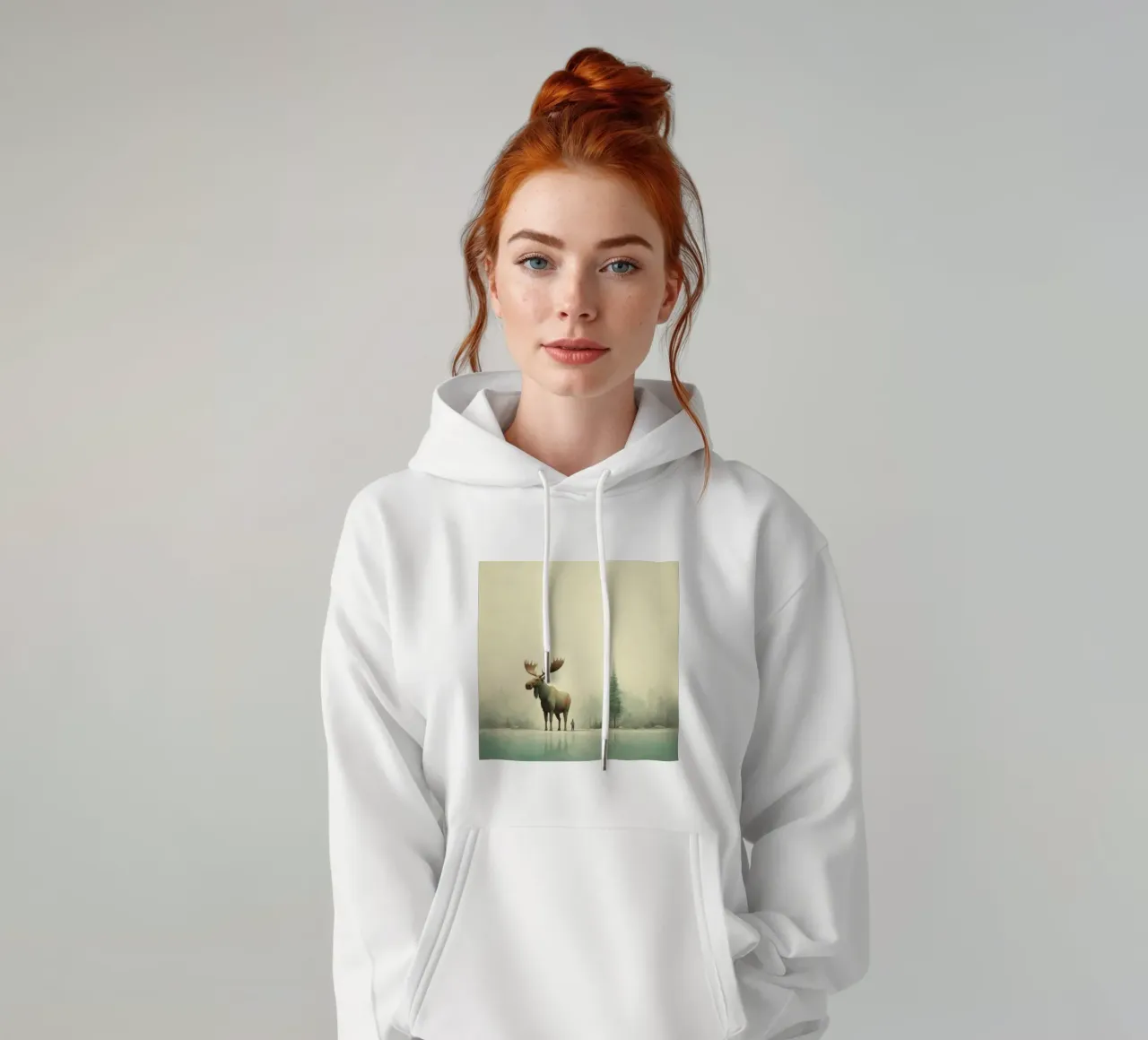 Alce Minimo 1 felpa con cappuccio da Minimal Animal Art