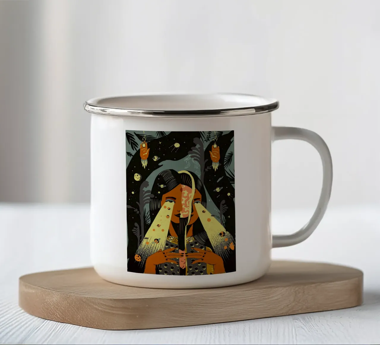 Soma Deva: il Sutra del Fiume Cielo tazza in smalto da Kateřina Bažantová