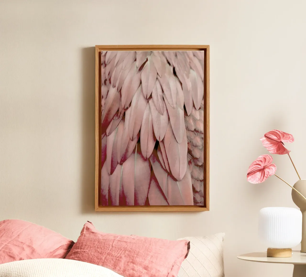 Pastel Feathers tela con Cornice a cassetta da Monika Strigel