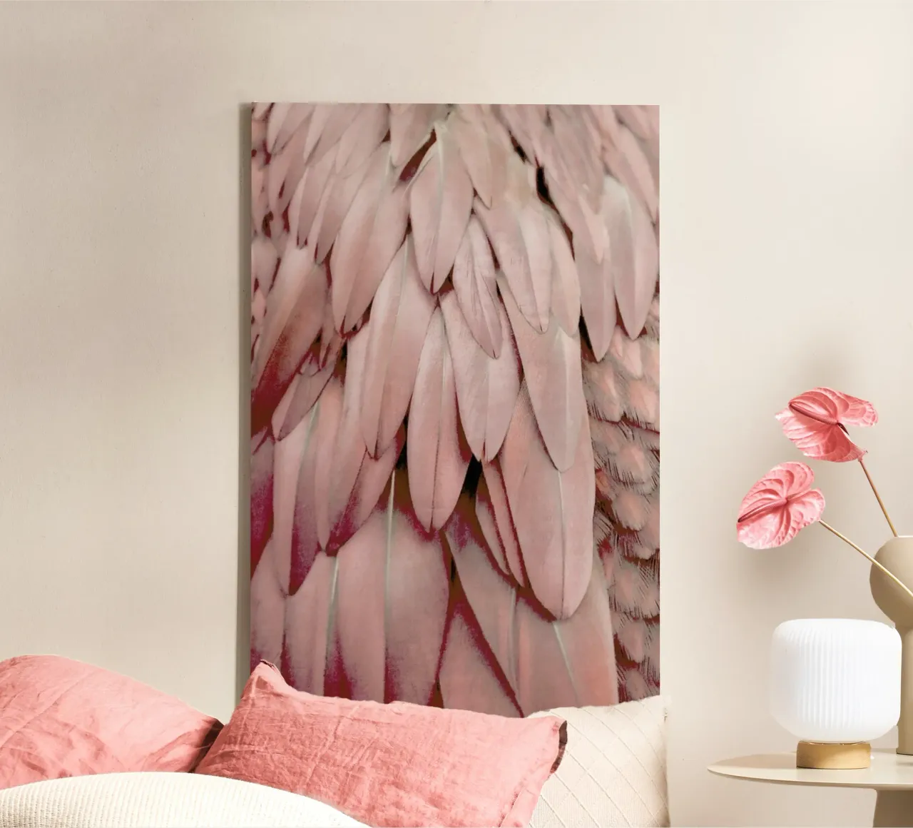 Pastel Feathers tela con Cornice a cassetta da Monika Strigel