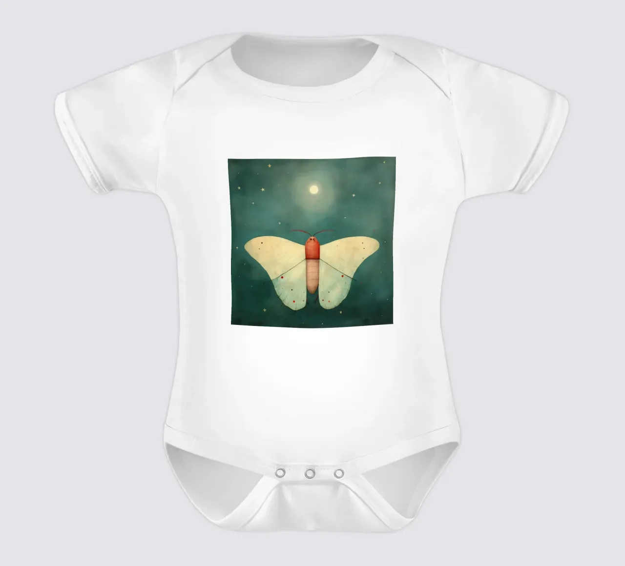 Minimal Moth 3 short-sleeve baby romper by Minimal Animal Art