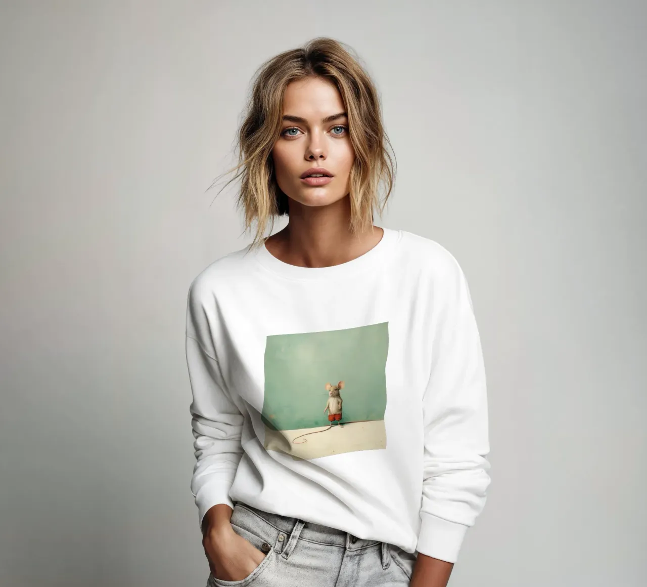 Minimale Maus 2 Sweatshirt von Minimal Animal Art