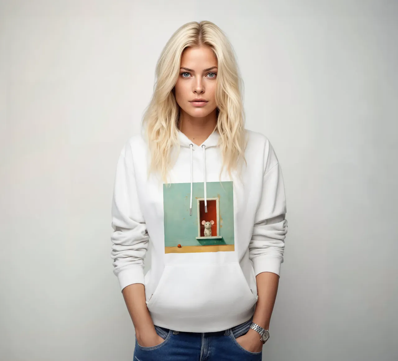 Mouse minimale 3 felpa con cappuccio da Minimal Animal Art