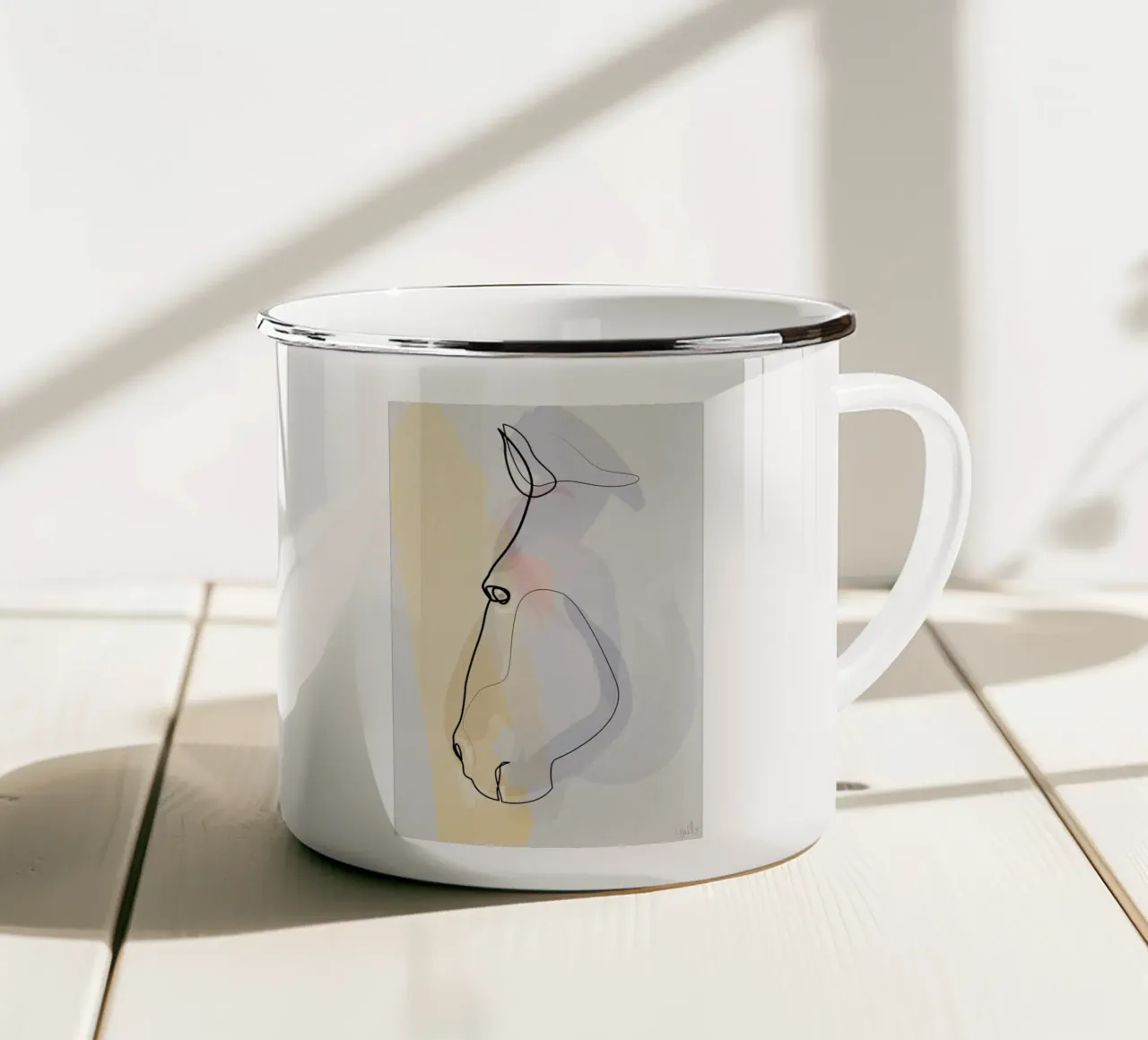 One Line Horse 1711 enamel mug by Quibe