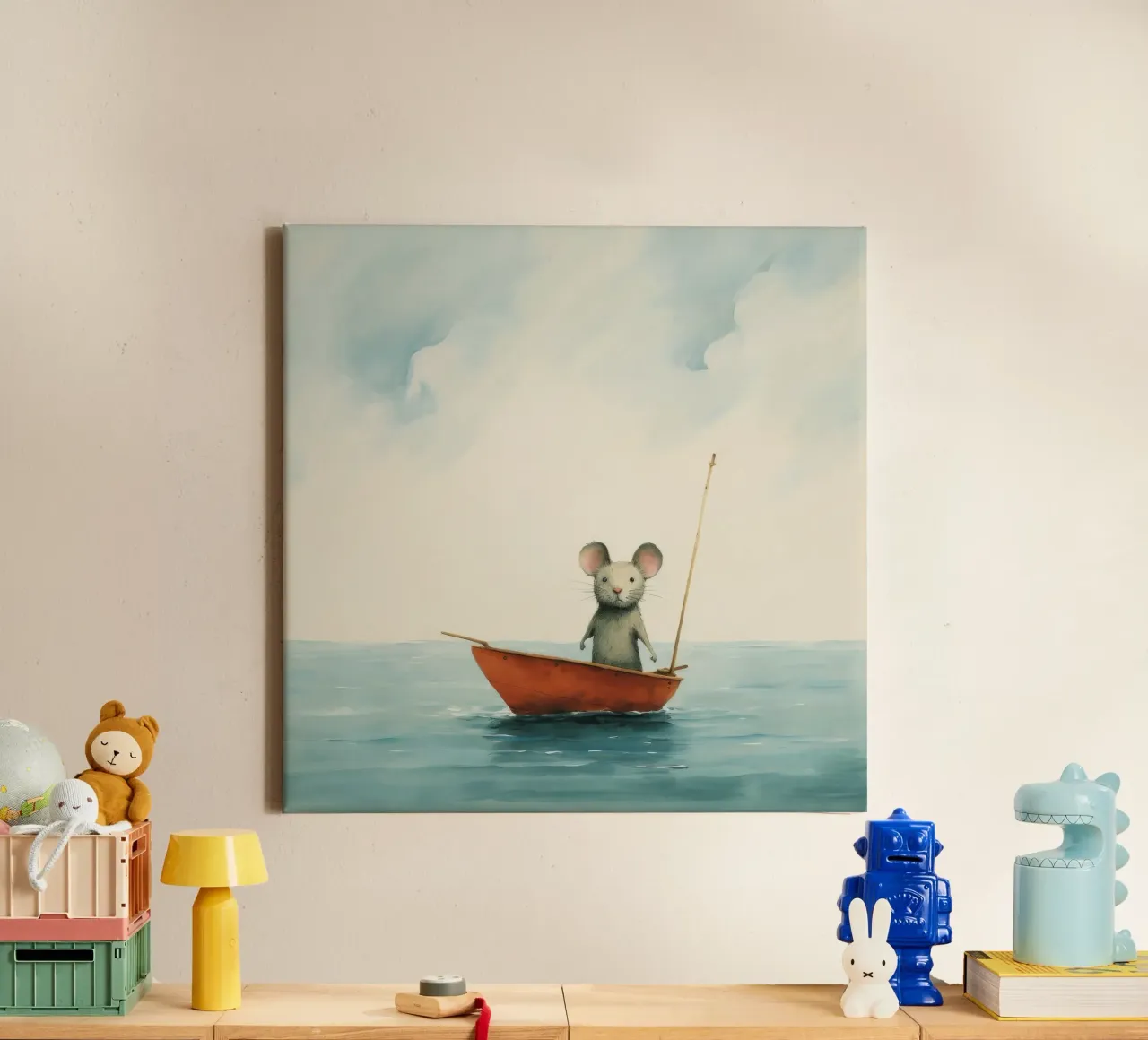 Minimal Mouse 4 canvas by Minimal Animal Art