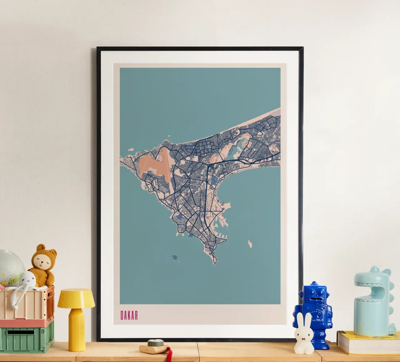Dakar - L'Africa occidentale incontra il design poster con telaio in legno da MOOODZART