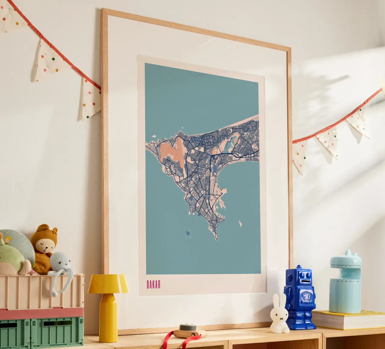 Dakar - L'Africa occidentale incontra il design poster con telaio in legno da MOOODZART