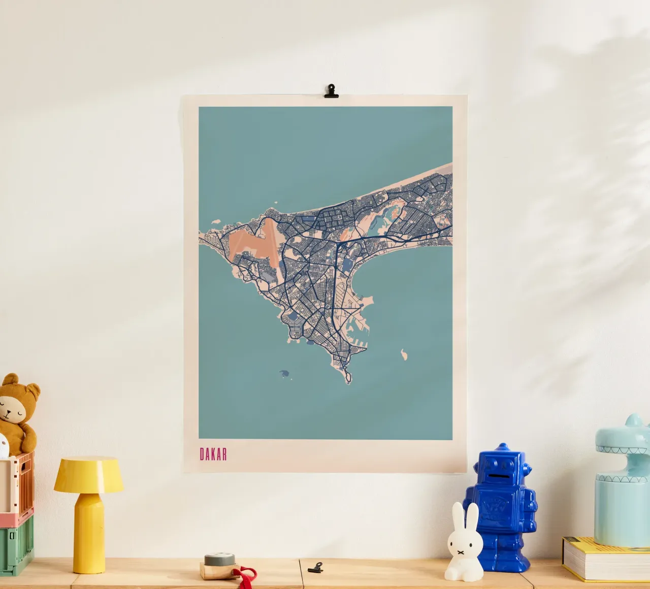 Dakar - L'Africa occidentale incontra il design poster con telaio in legno da MOOODZART