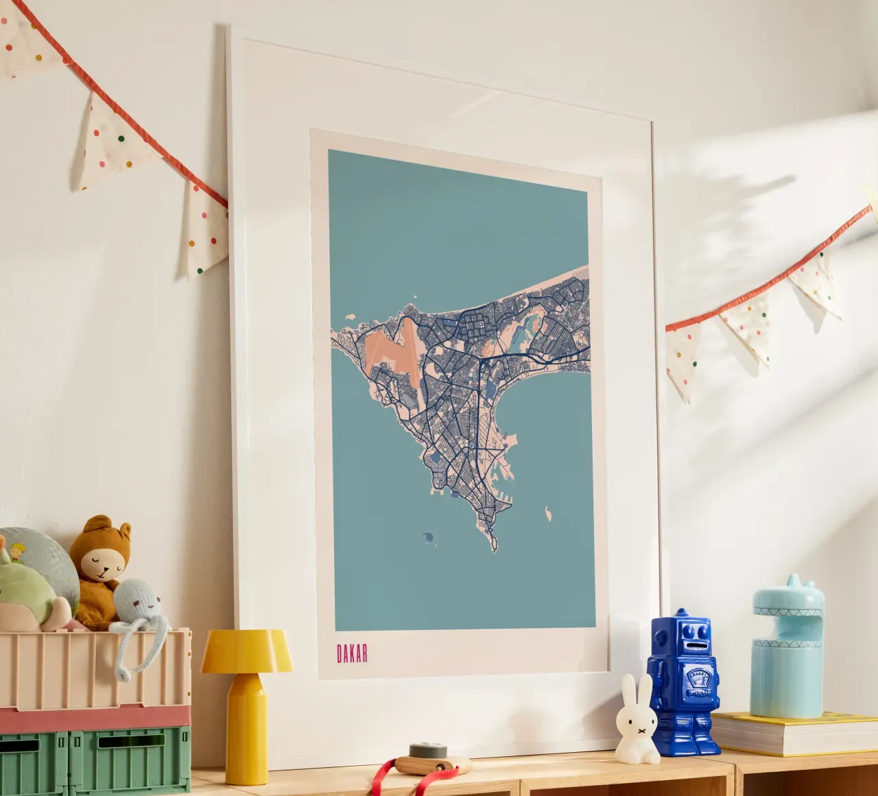 Dakar - L'Africa occidentale incontra il design poster con telaio in legno da MOOODZART