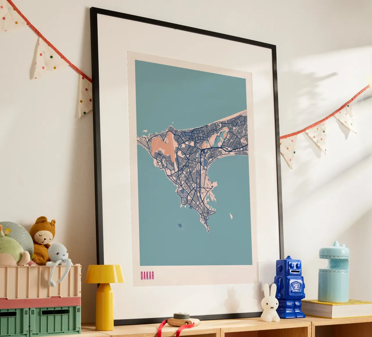 Dakar - L'Africa occidentale incontra il design poster con telaio in legno da MOOODZART
