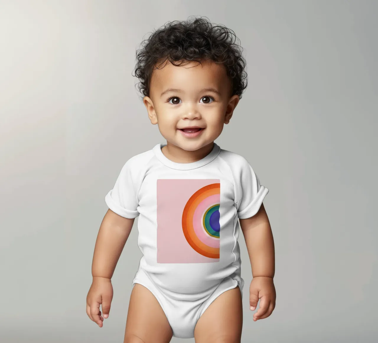 Kleurrijk Retro Cirkels Geometrisch Abstract Ontwerp babyrompertje korte mouwen van showmemars