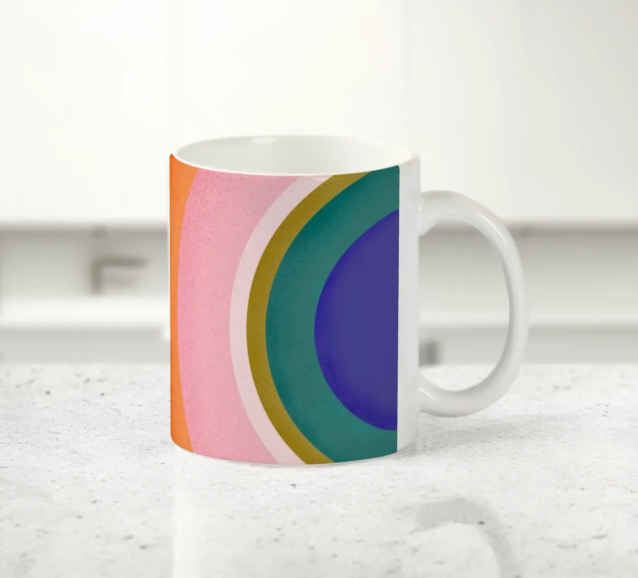 Bunte Retro Kreise Geometrisches Abstraktes Design Keramik Tasse von showmemars