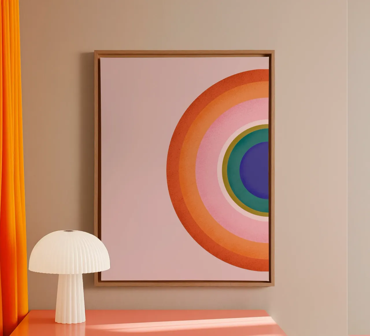 Cercles rétro colorés dessin géométrique abstrait toile avec Caisse américaine de showmemars