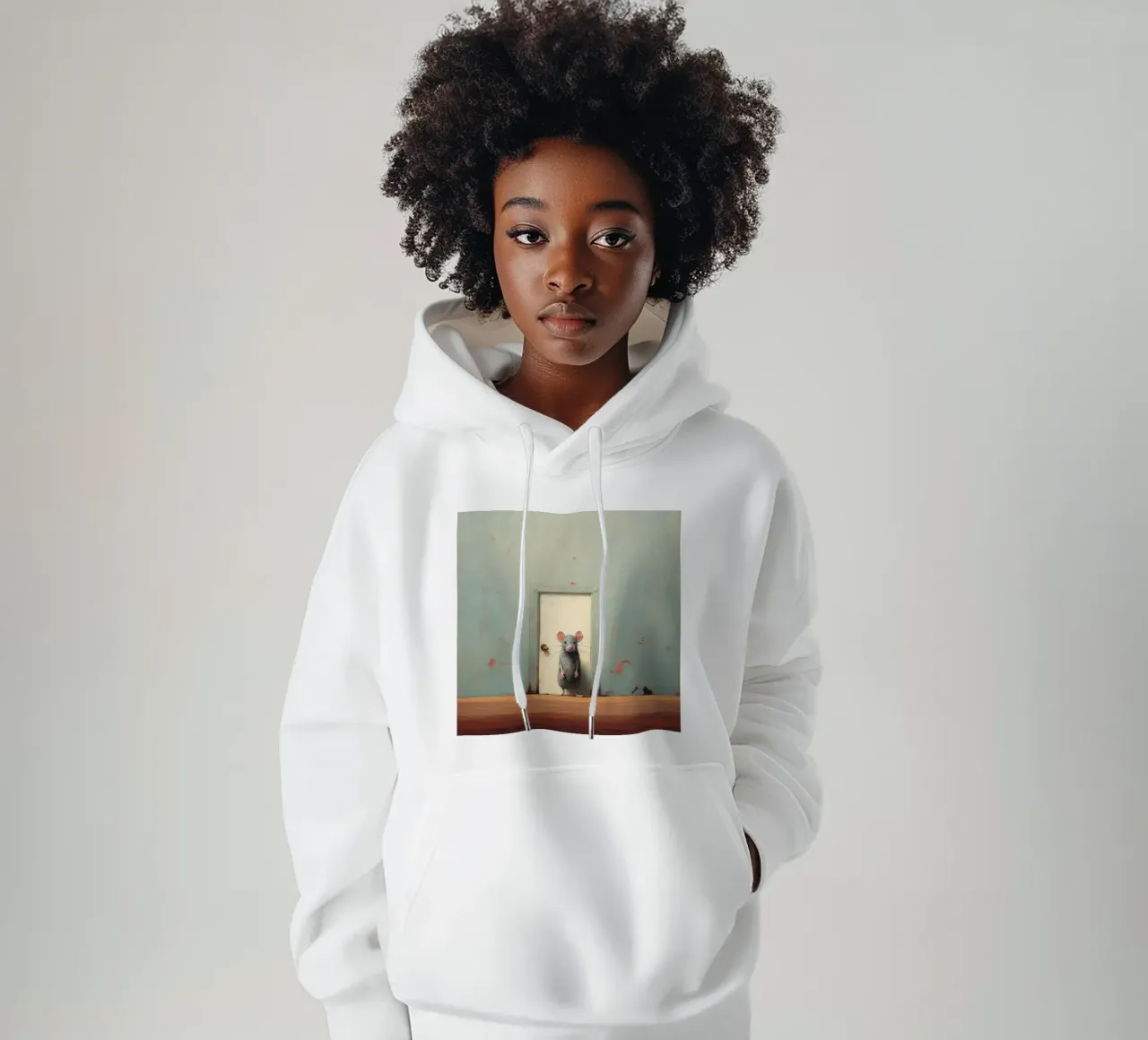 Mouse minimo 1 felpa con cappuccio da Minimal Animal Art