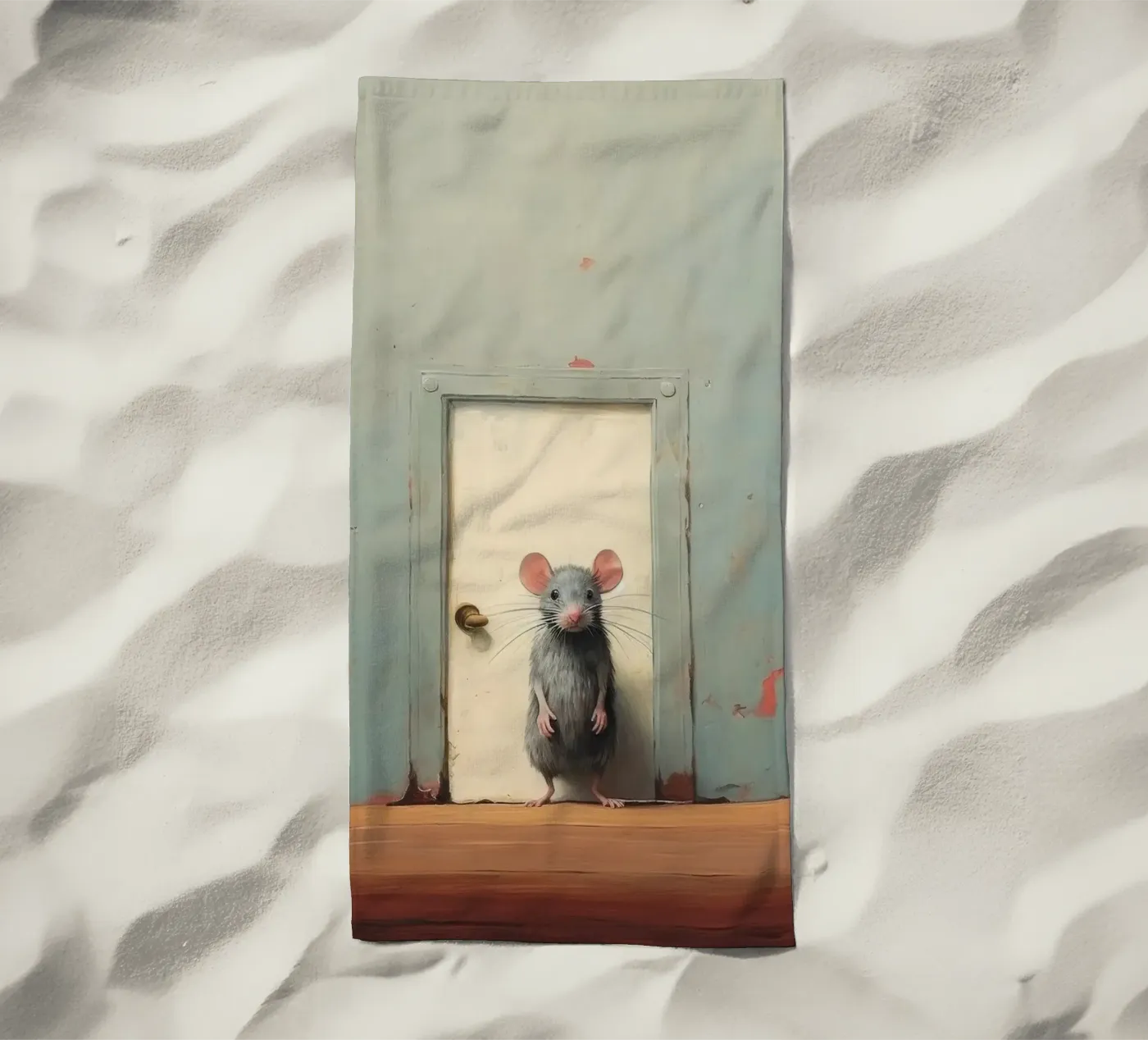 Minimale muis strandhanddoek van Minimal Animal Art