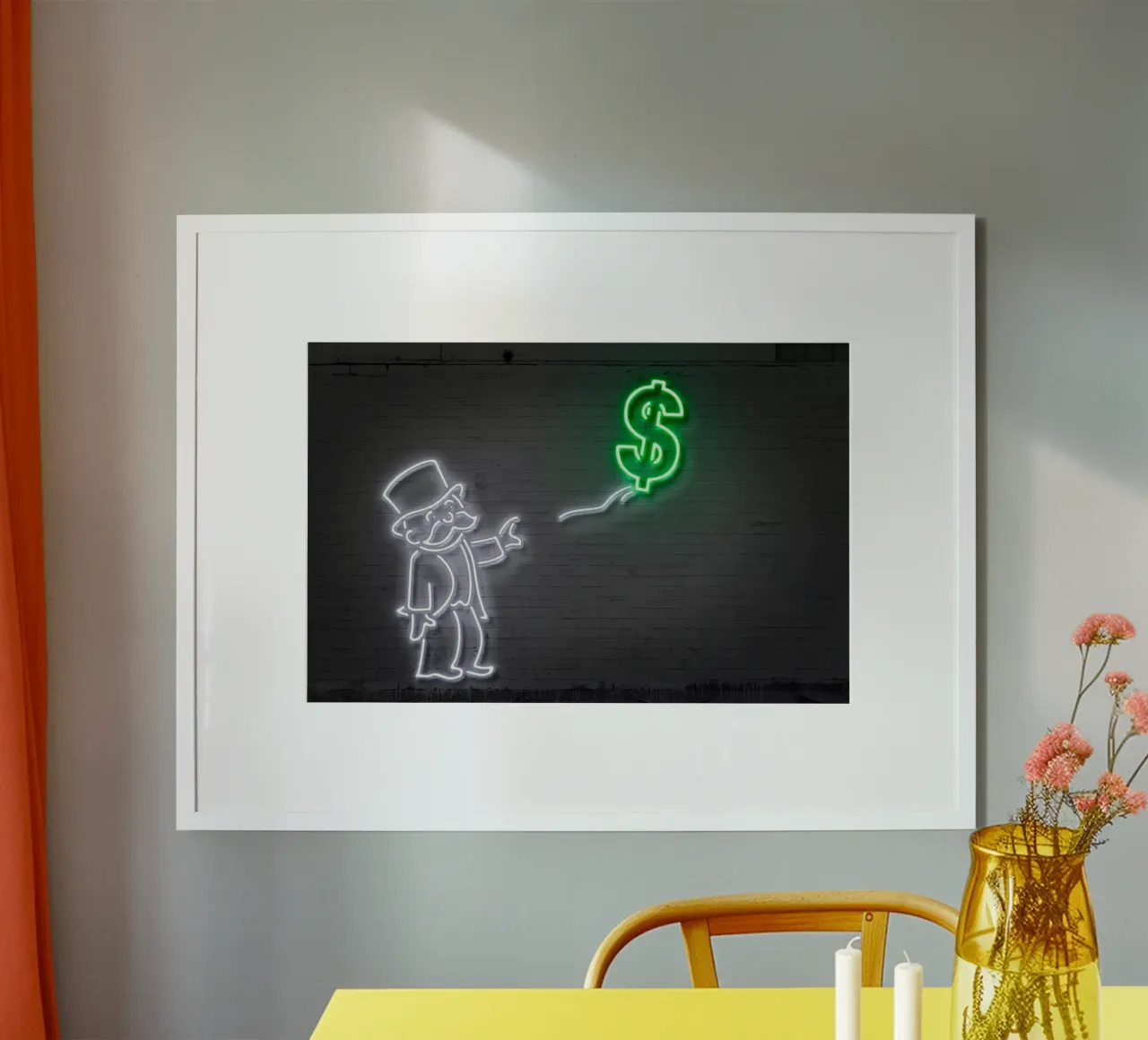 Dollar Balloon poster con telaio in legno da Octavian