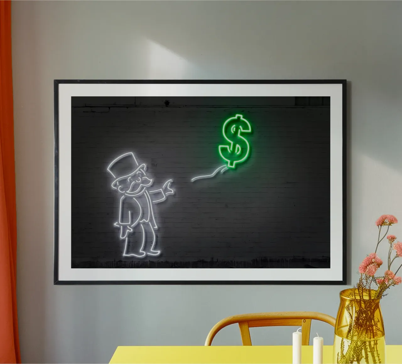 Dollar Balloon poster con telaio in legno da Octavian