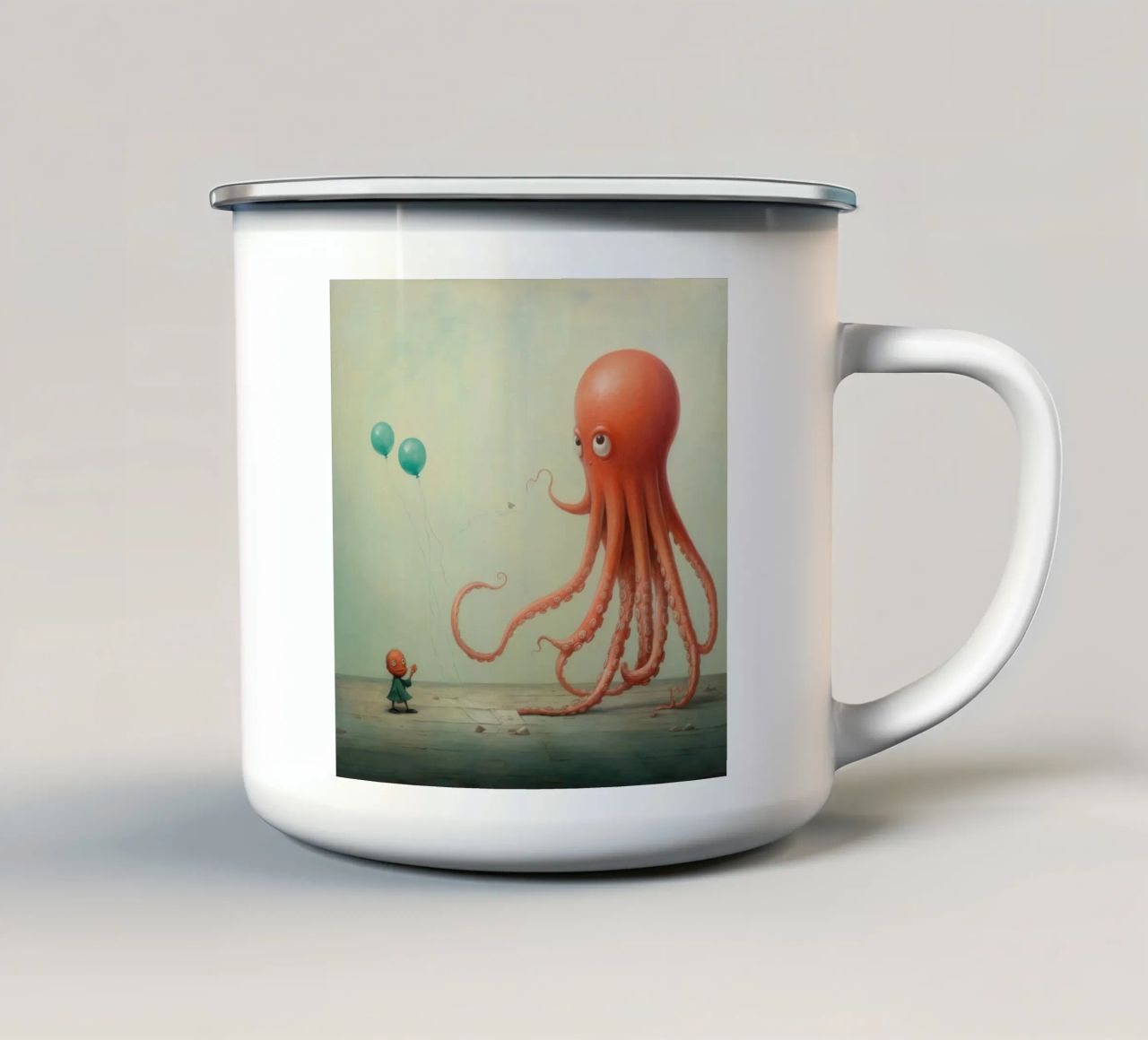 Polpo minimale 2 tazza in smalto da Minimal Animal Art