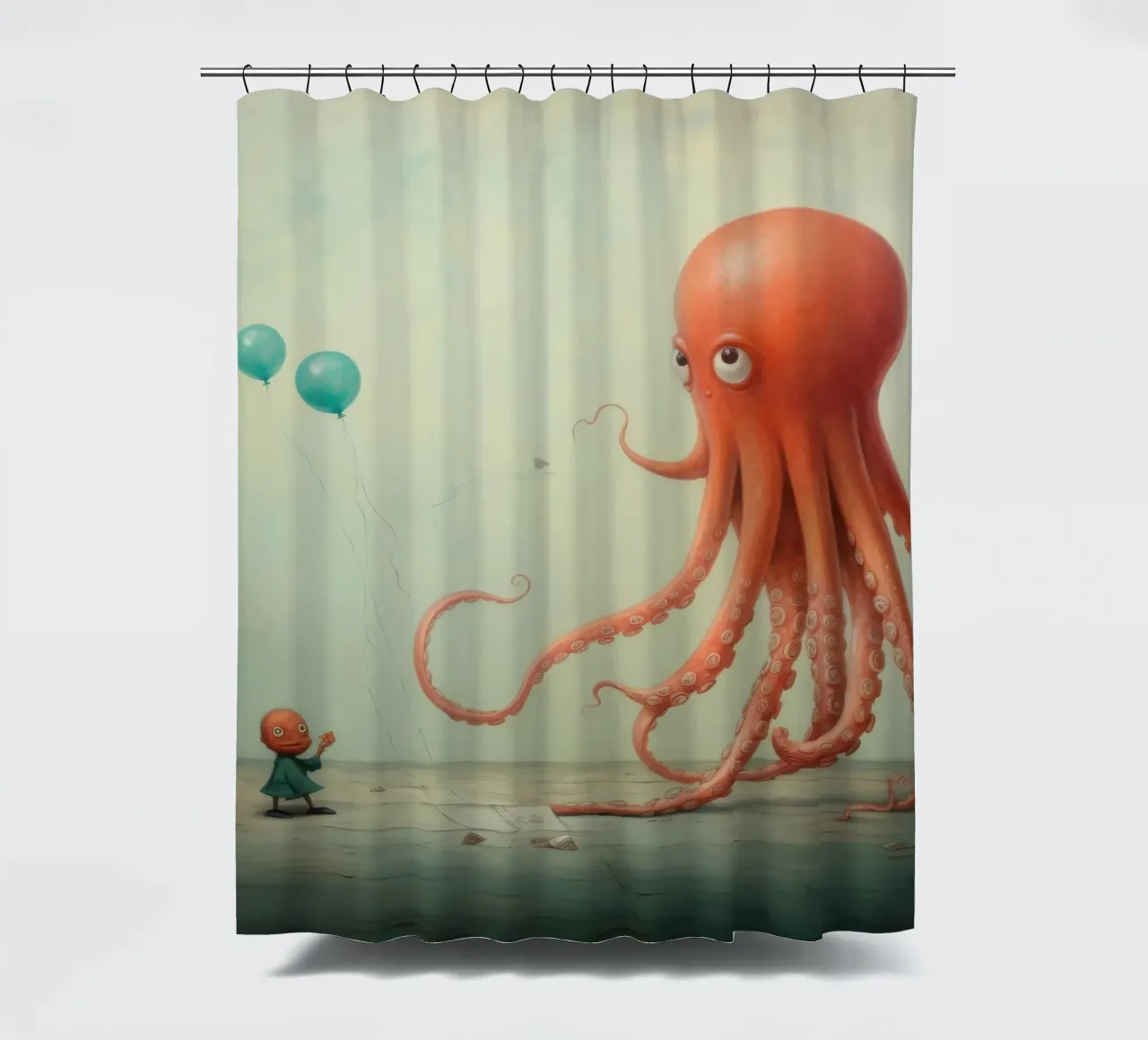 Minimal Octopus 2 shower curtain by Minimal Animal Art