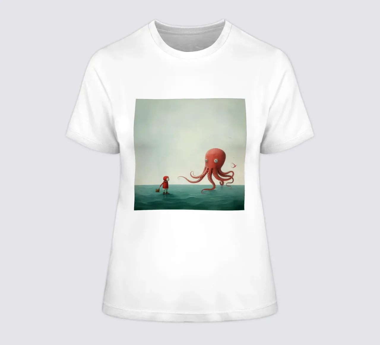 Minimal Octopus 4 women's fitted t-shirt by Minimal Animal Art