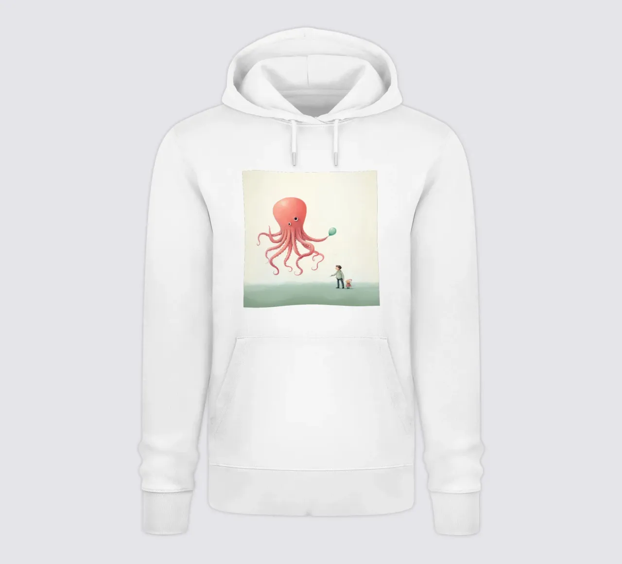 Polpo minimo 1 felpa con cappuccio da Minimal Animal Art