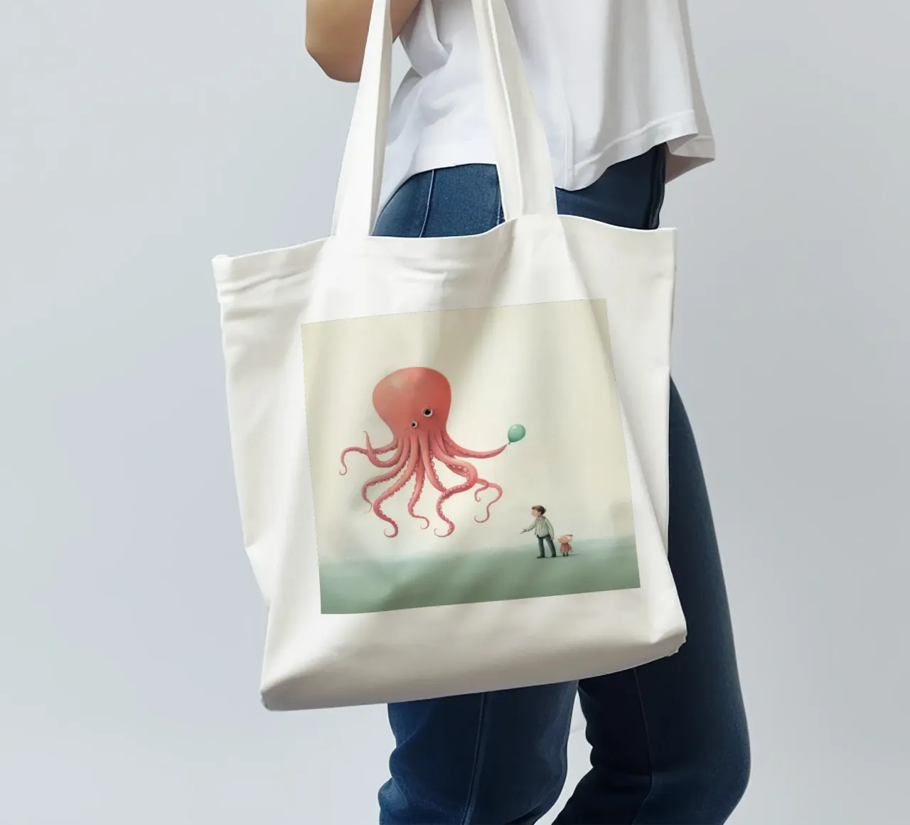 Polpo minimo 1 borsa in juta da Minimal Animal Art