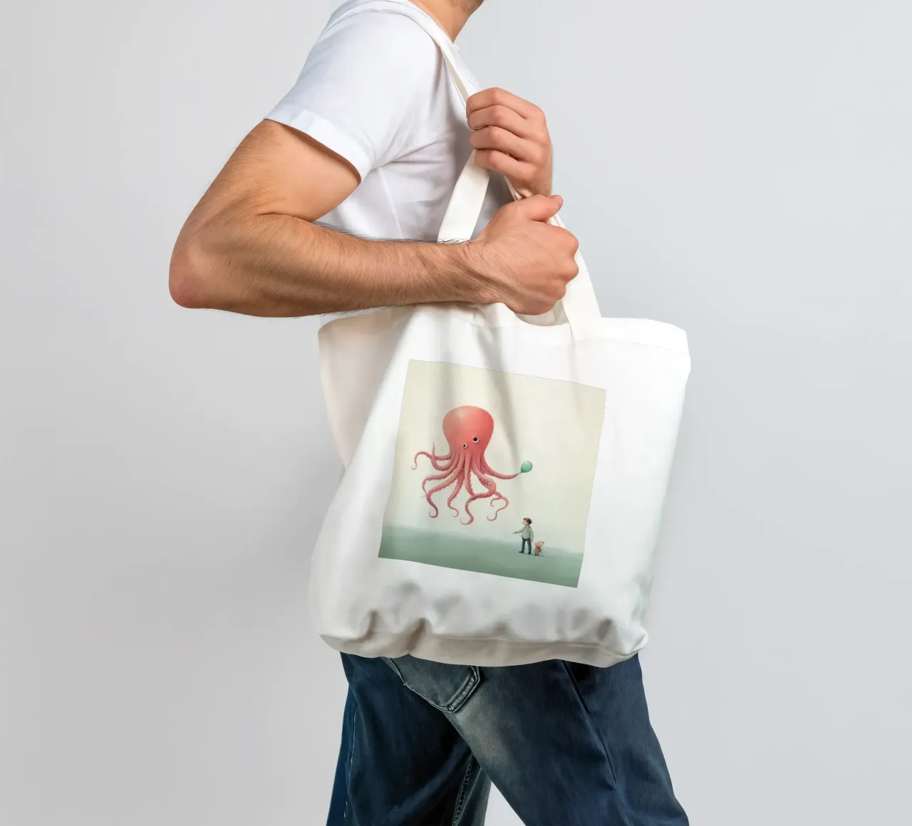 Polpo minimo 1 borsa in juta da Minimal Animal Art