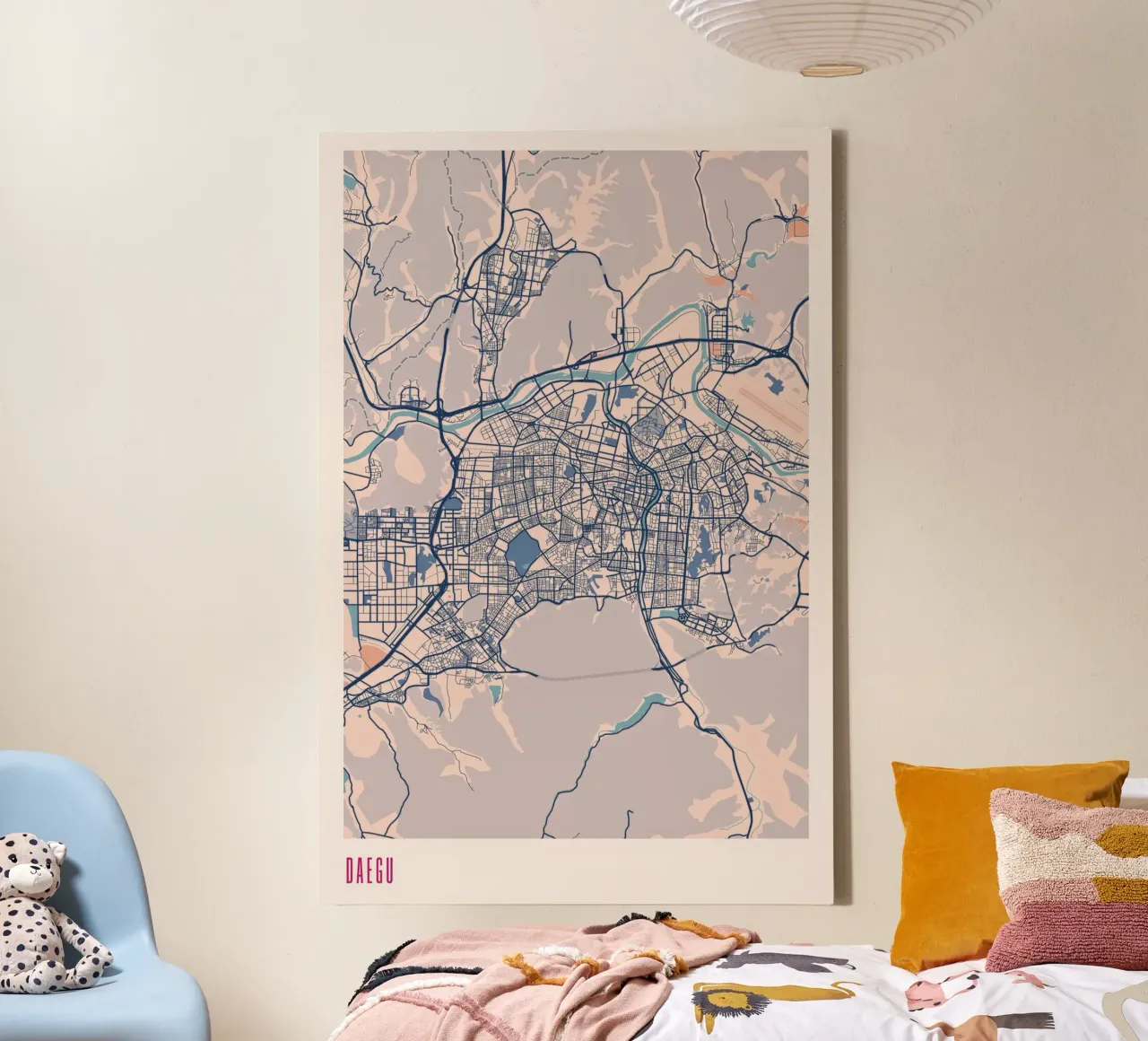 Daegu - metropolis between mountains canvas with Floater frame by MOOODZART