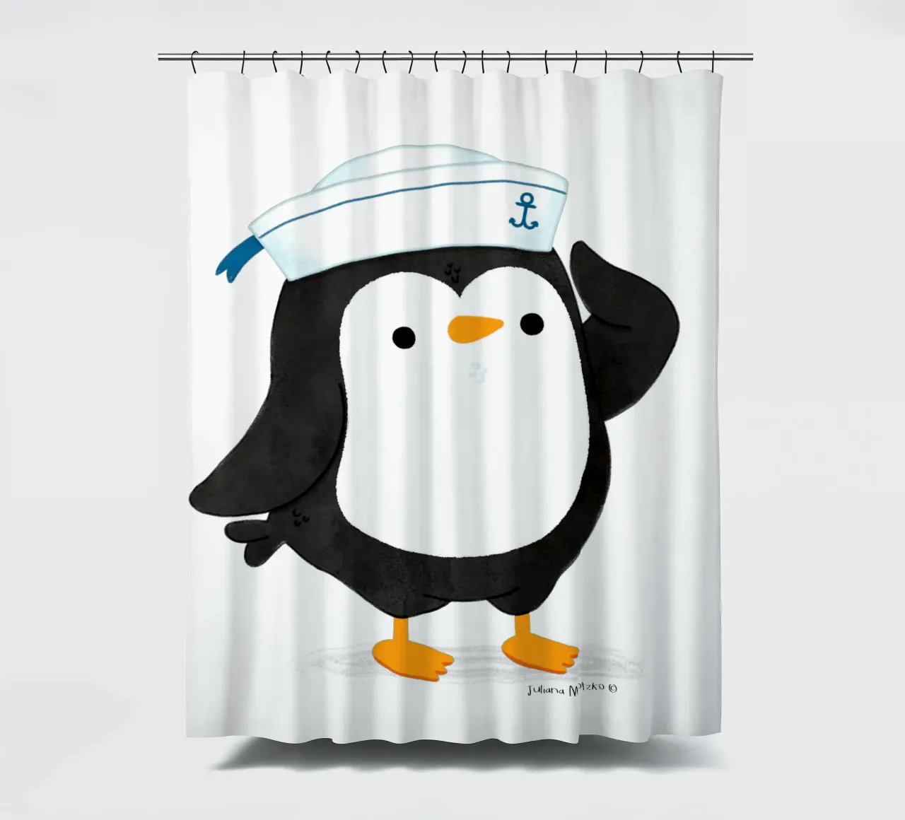 Pingouin Sailor rideau de douche de julianamotzko