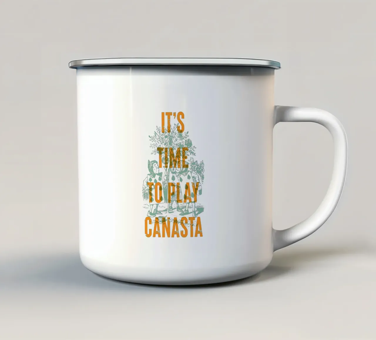 È ora di giocare a canasta tazza in smalto da Vintagrafica