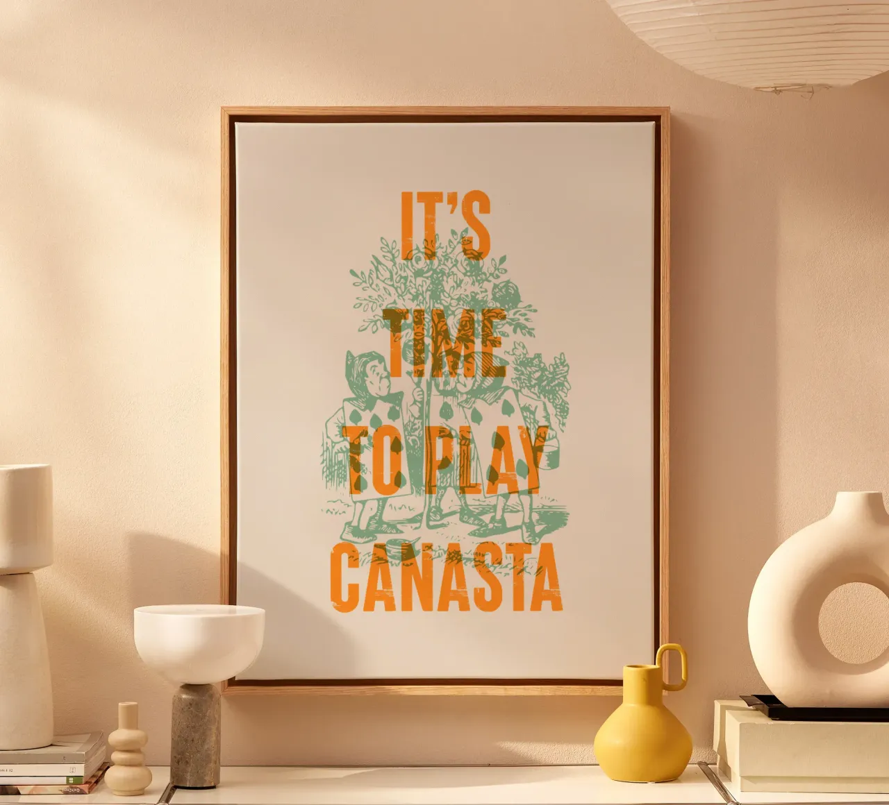 È ora di giocare a canasta tela con Cornice a cassetta da Vintagrafica