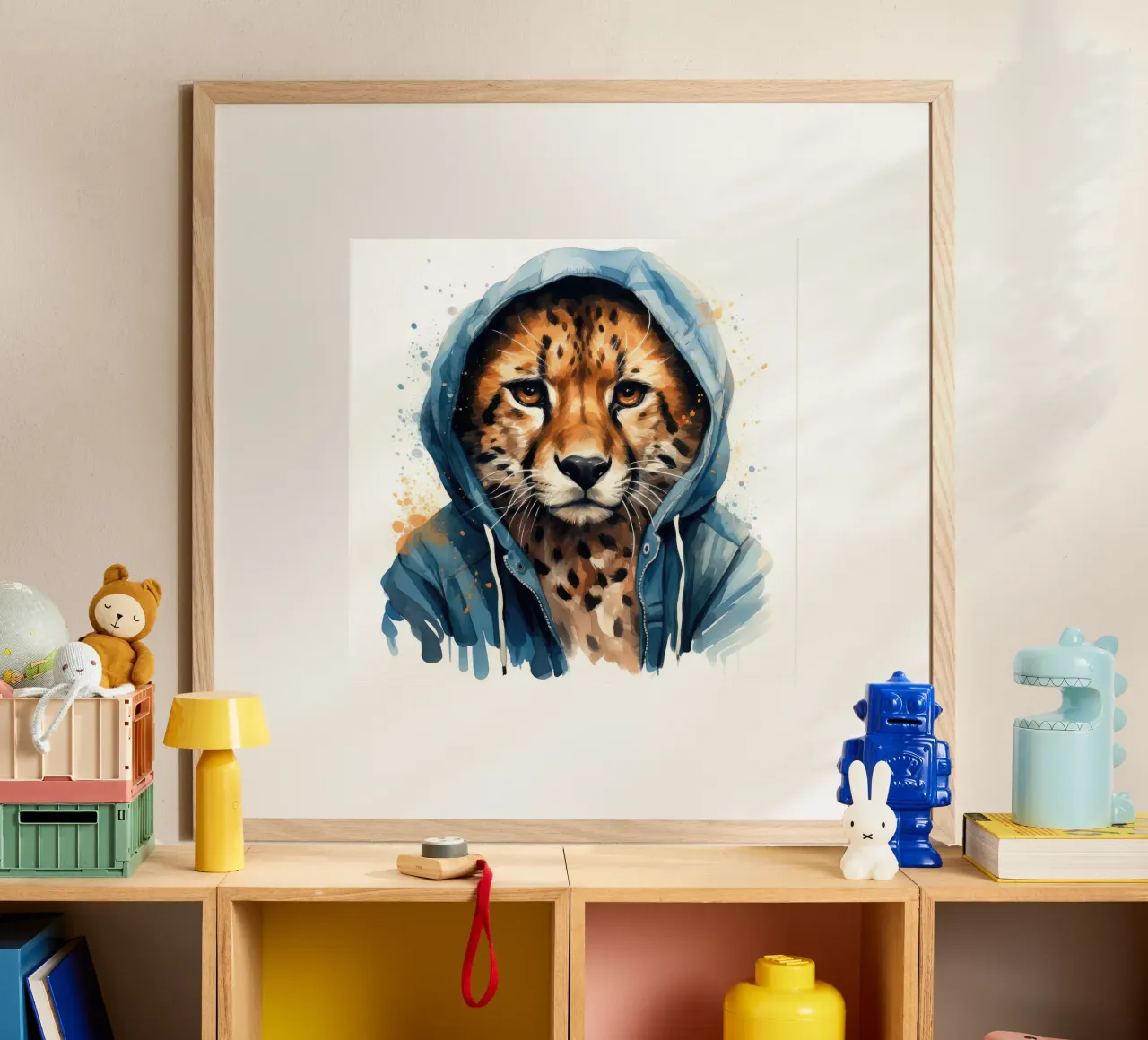 Ghepardo acquerellato con felpa con cappuccio carta hahnemühle da Animal Portraits
