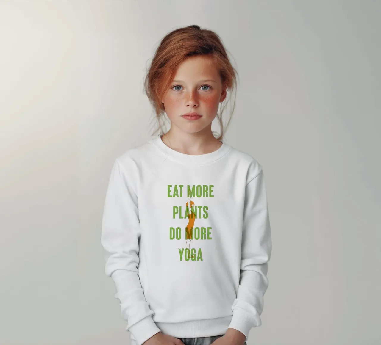 Mangiare più piante, fare più yoga felpa bambino da Vintagrafica