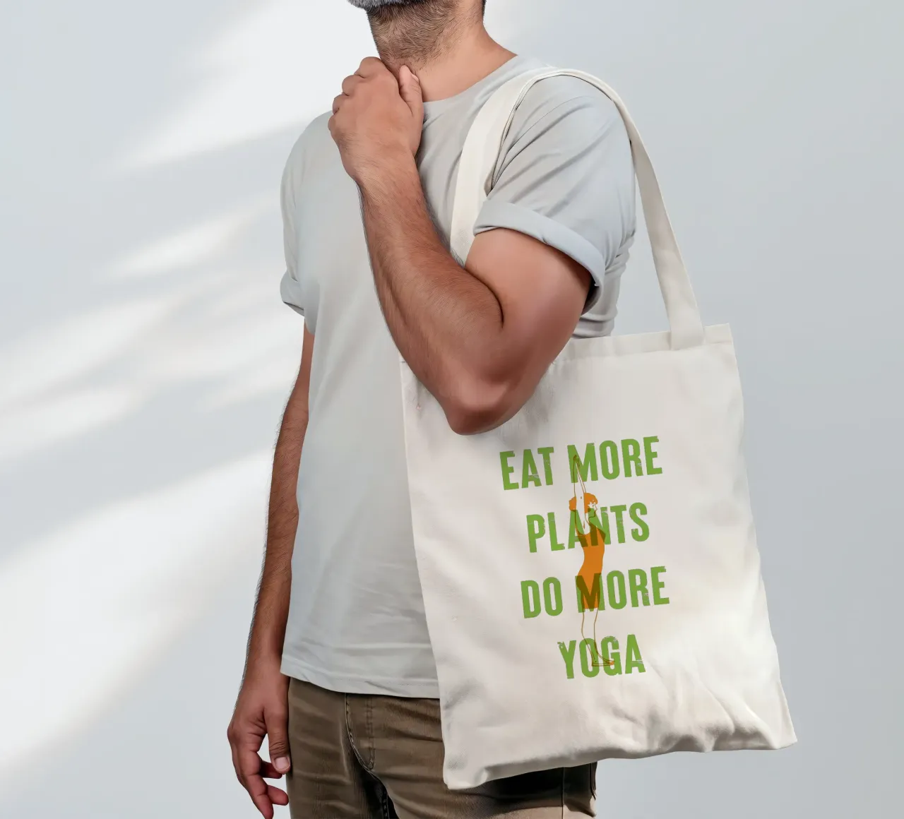 Mangiare più piante, fare più yoga borsa in juta da Vintagrafica