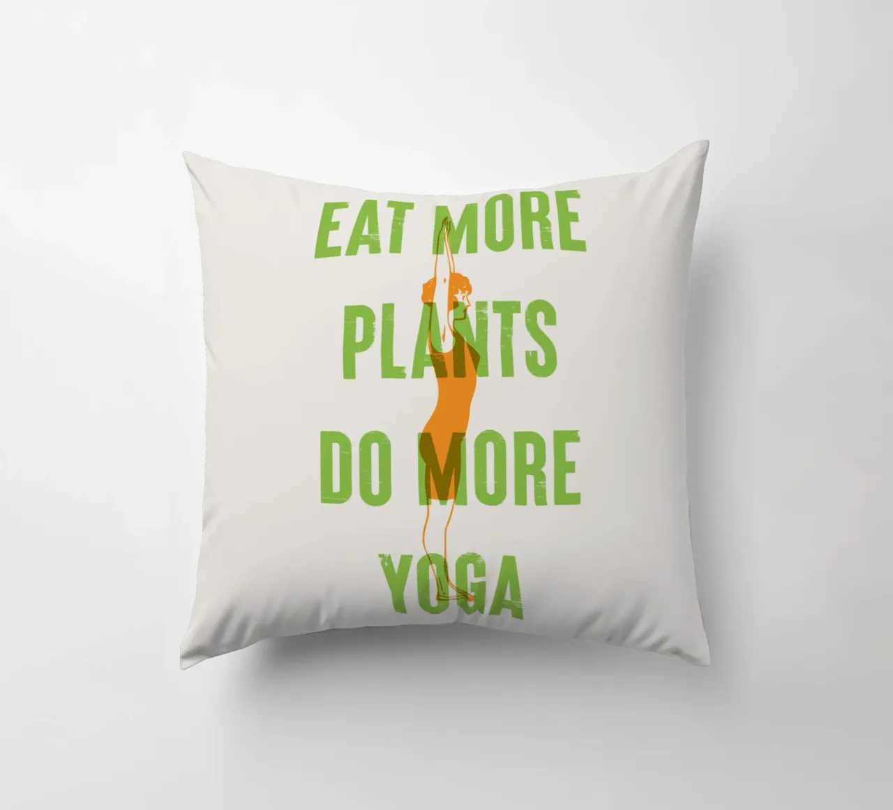 Mangiare più piante, fare più yoga cuscino da Vintagrafica