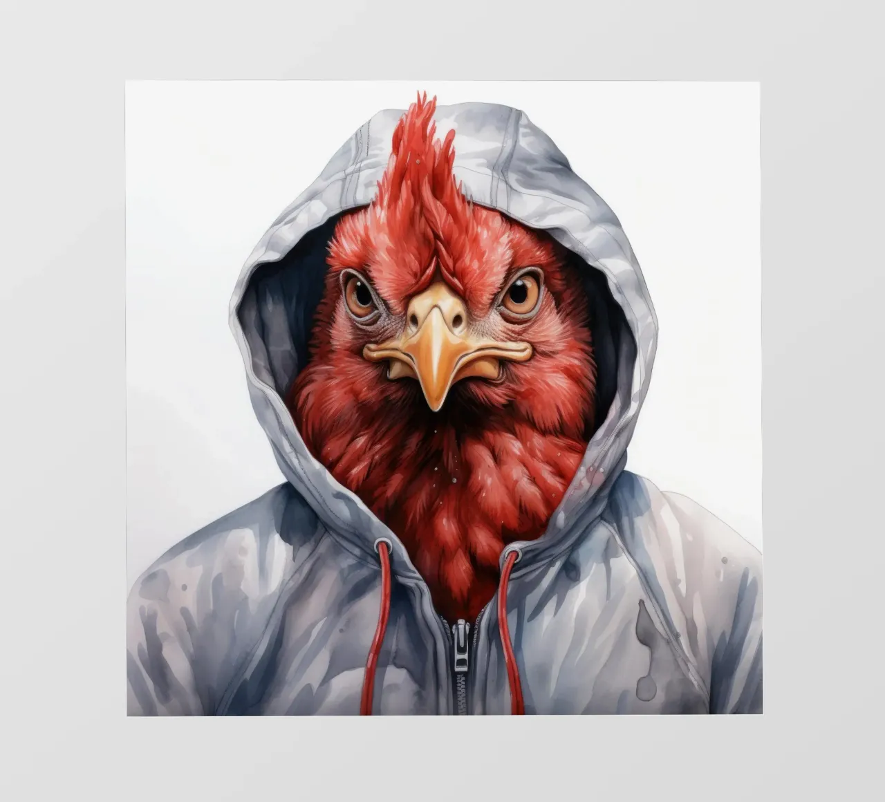 Cartone animato acquerellato Pollo in felpa con cappuccio telo in pvc da Animal Portraits