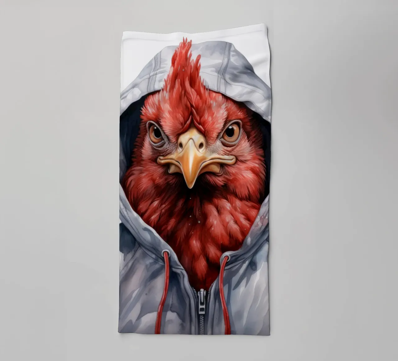 Cartone animato acquerellato Pollo in felpa con cappuccio asciugamano da bagno da Animal Portraits