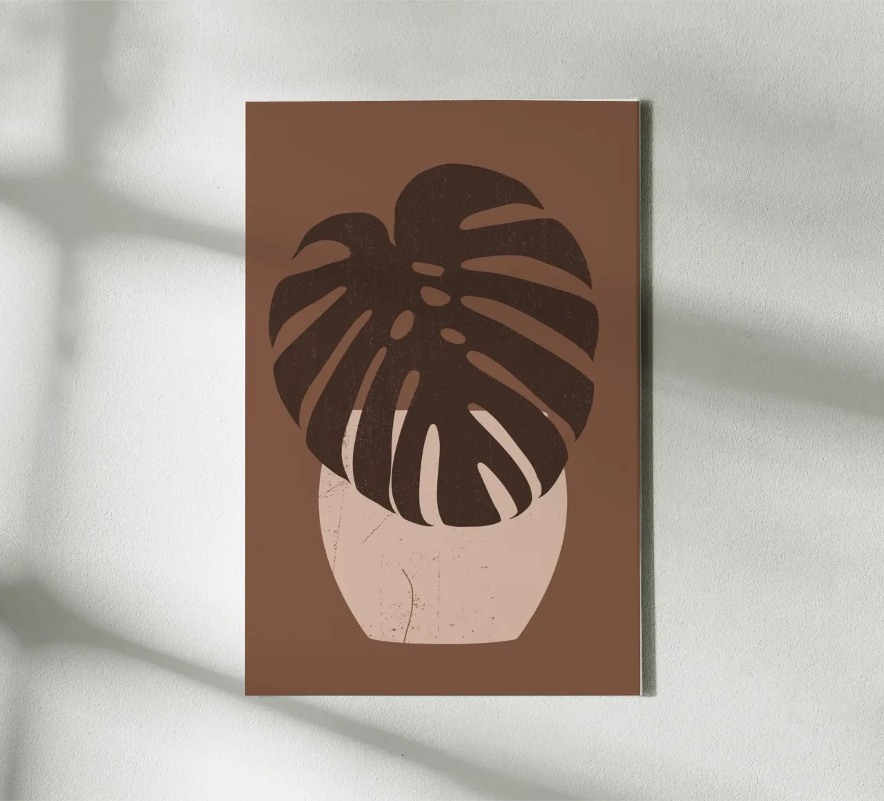 monstera mokka in een vaas canvas met Baklijst van STUDIO 4H37