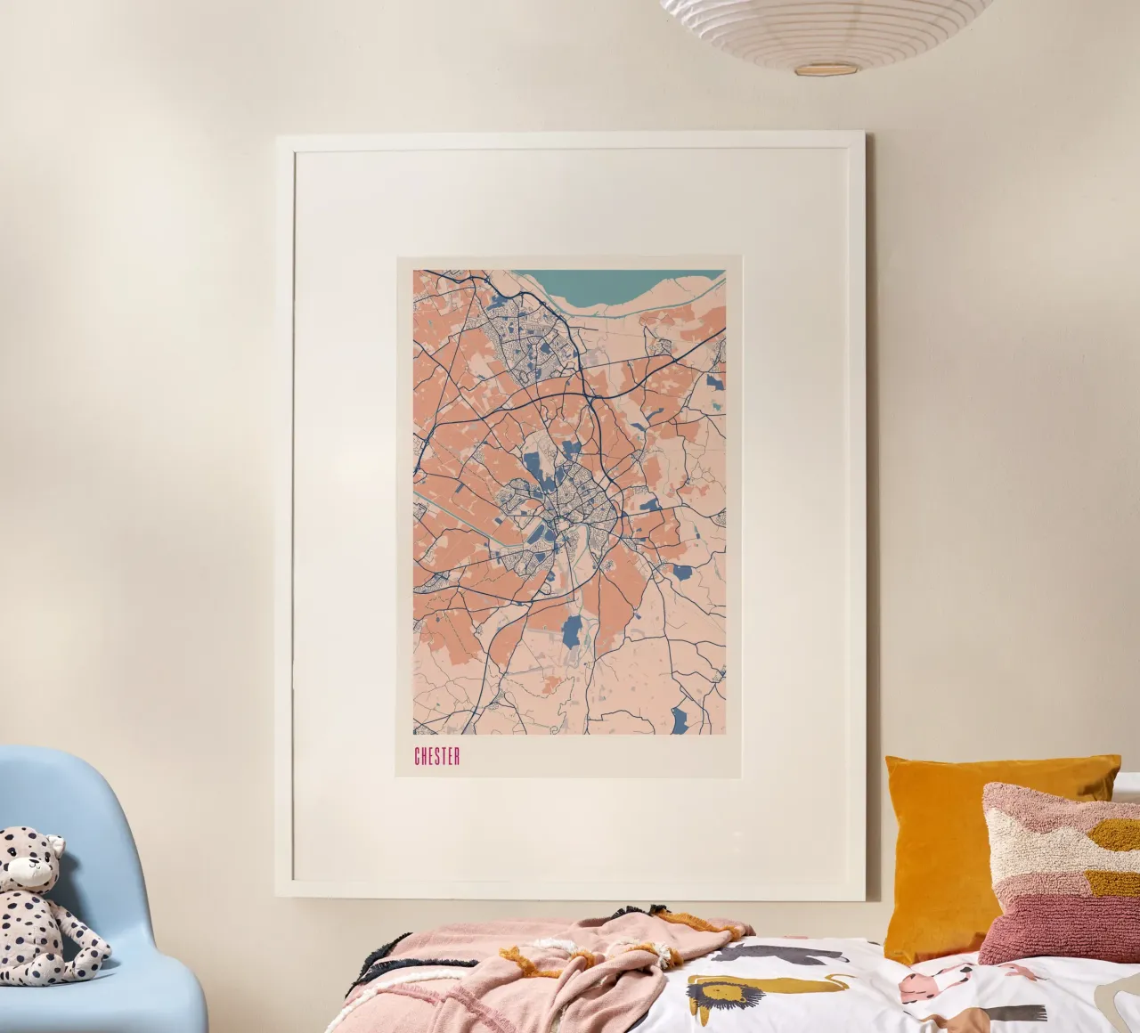 Mappa di Chester poster con telaio in alluminio da MOOODZART