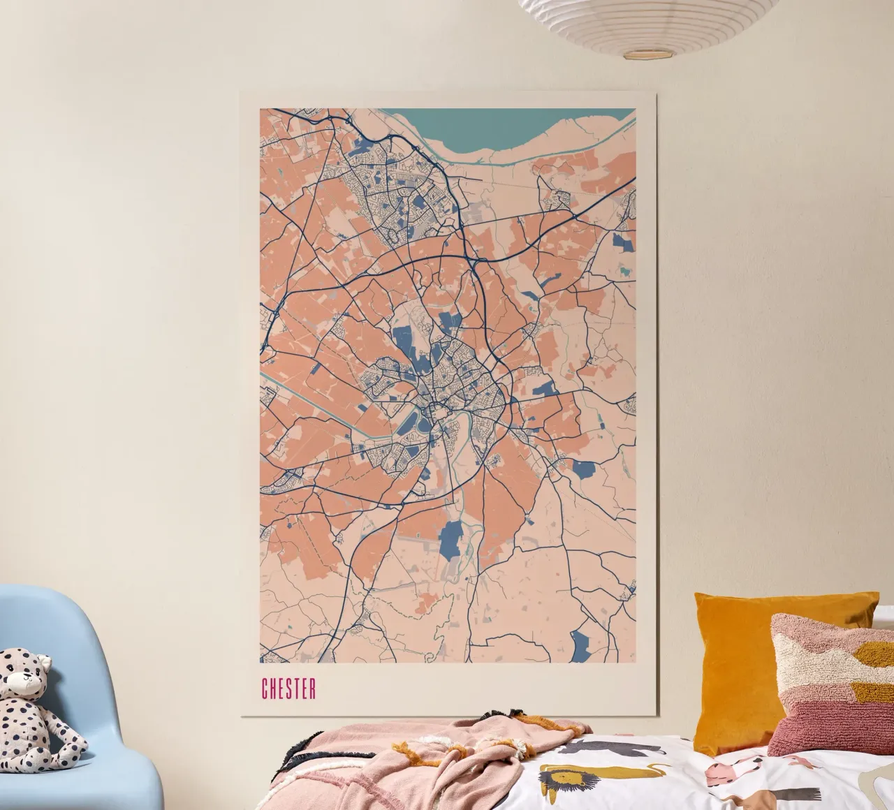 Mappa di Chester poster con telaio in alluminio da MOOODZART