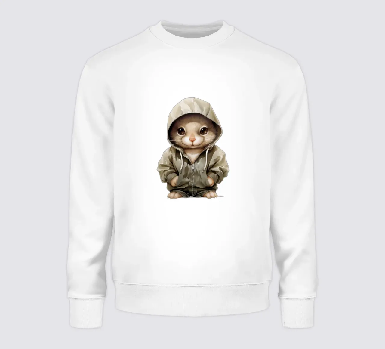 Cartone animato acquerellato con cincillà in felpa con cappuccio felpa da Animal Portraits