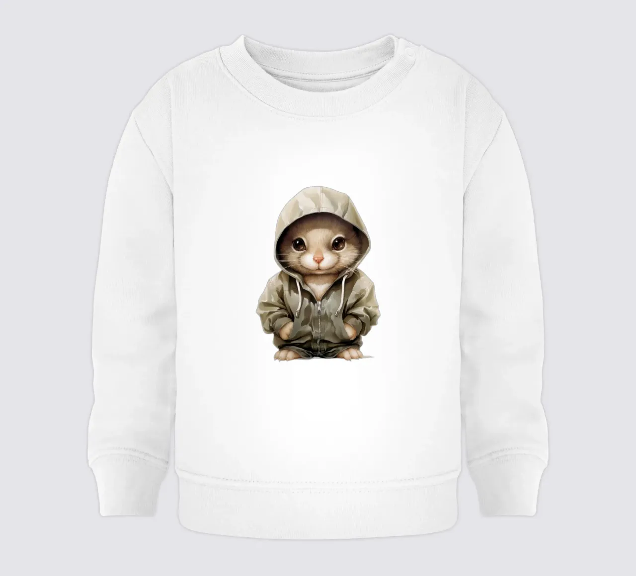 Cartone animato acquerellato con cincillà in felpa con cappuccio felpa neonato da Animal Portraits