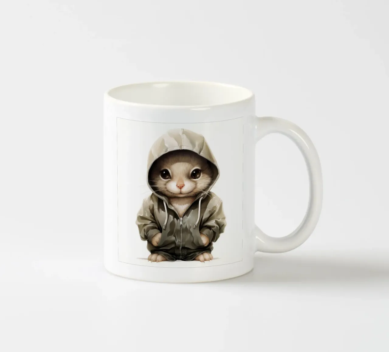 Cartone animato acquerellato con cincillà in felpa con cappuccio tazza in ceramica da Animal Portraits