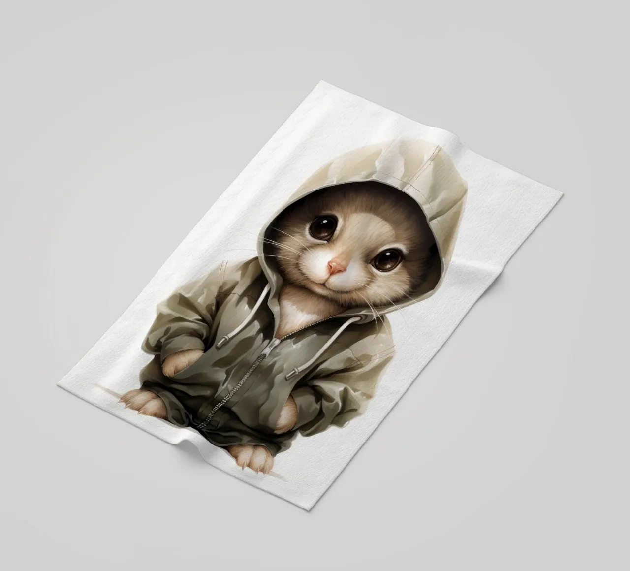 Cartone animato acquerellato con cincillà in felpa con cappuccio telo mare da Animal Portraits
