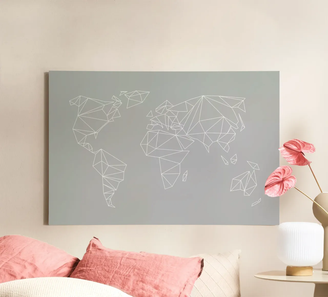 Geometrical World Grey tela con Cornice a cassetta da Studio Nahili