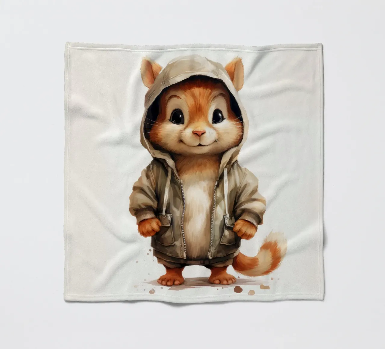 Cartone animato acquerello Chipmunk in felpa con cappuccio coperta in pile da Animal Portraits